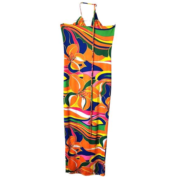 Misty Rose Bright Multicolored Sexy Maxi Dress Small - Picture 2 of 6